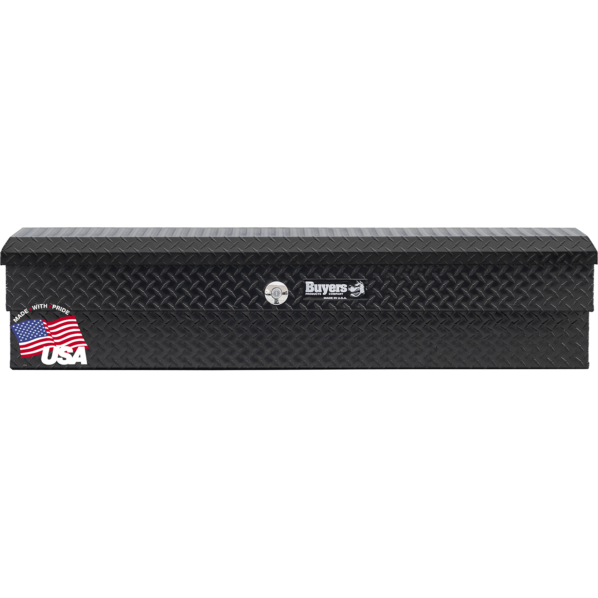 Buyers Products, 47x16x13 Lo-Side Side Mount Pickup Truck Bed Tool Job Box, Width 16 in, Material Aluminum, Color Finish Diamond Plate Glossy Black, Model# 1723015